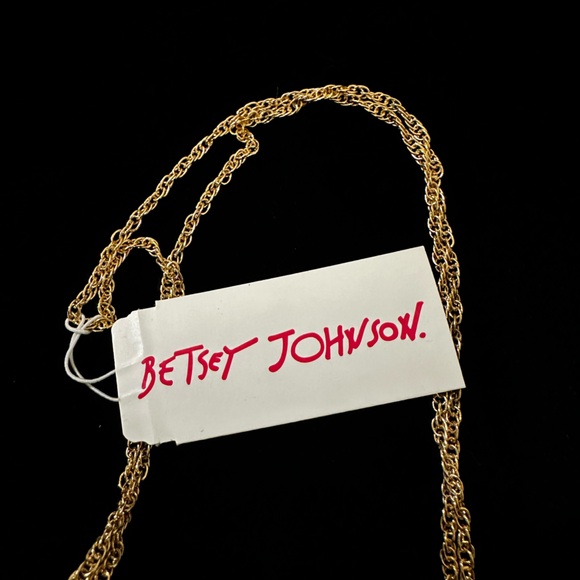 Betsey Johnson Pink Floral Gold Tone Chain Necklace NWT - Picture 2 of 5